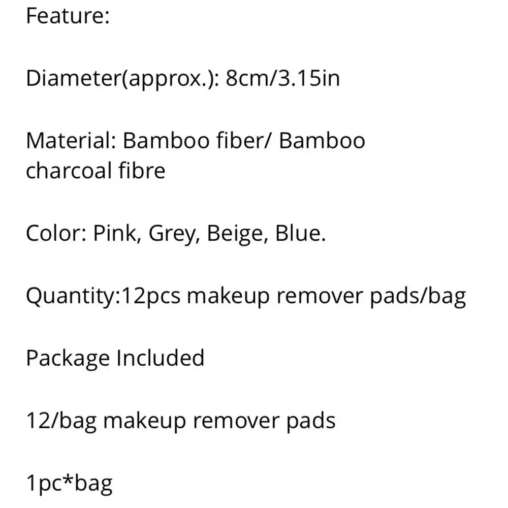 Reusable Bamboo Makeup Remover Pads 12pcs with Bag
